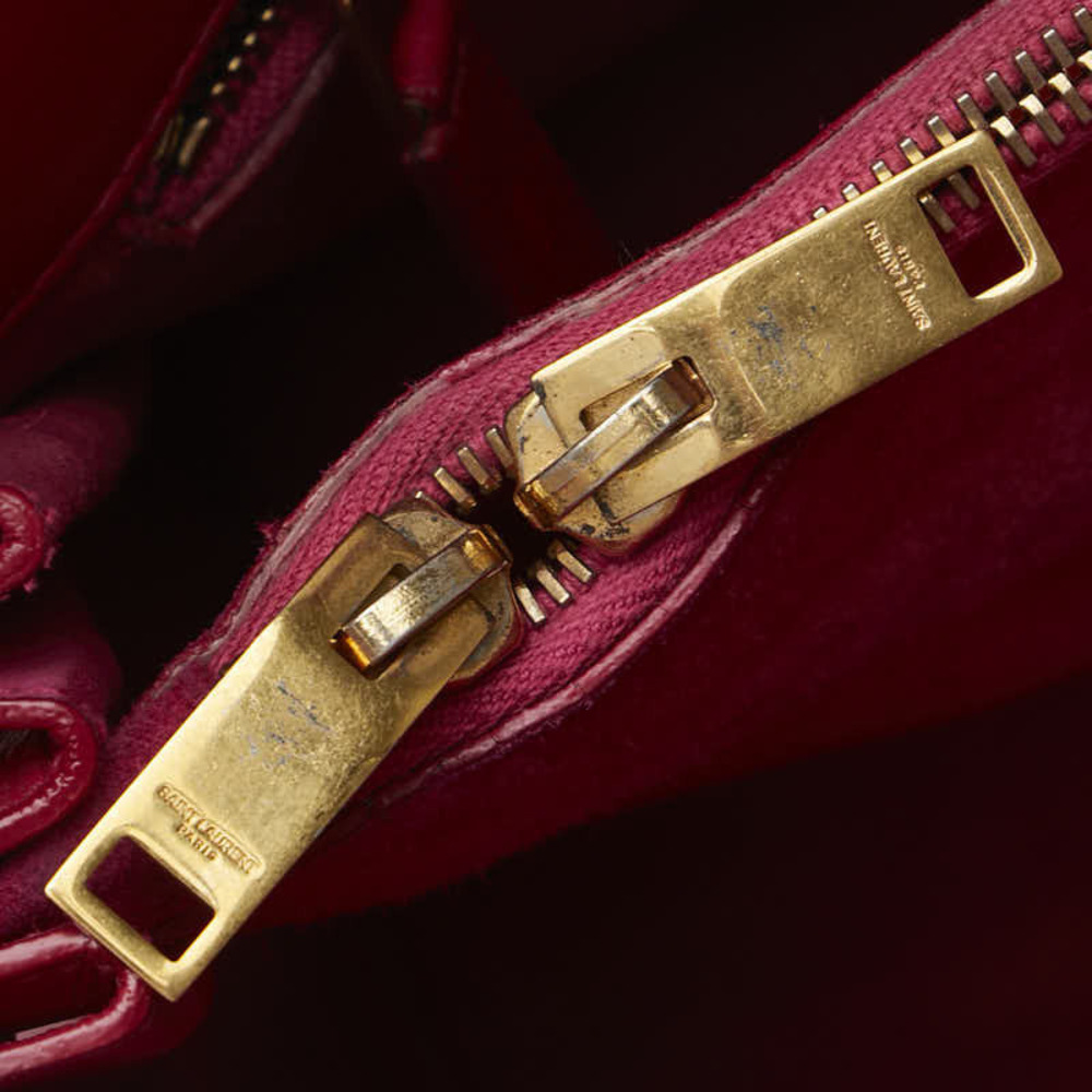 Saint Laurent Sac de Jour tote bag in pink red leather - Picture 8 of 9